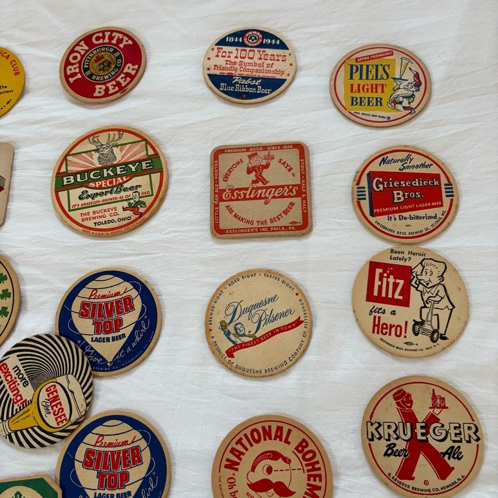 Vintage Beer coaster 1930’s - 60s brewery cardboard collection lot of 45